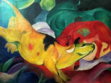 Franz Marc - Kühe, gelb-rot-grün, 1912